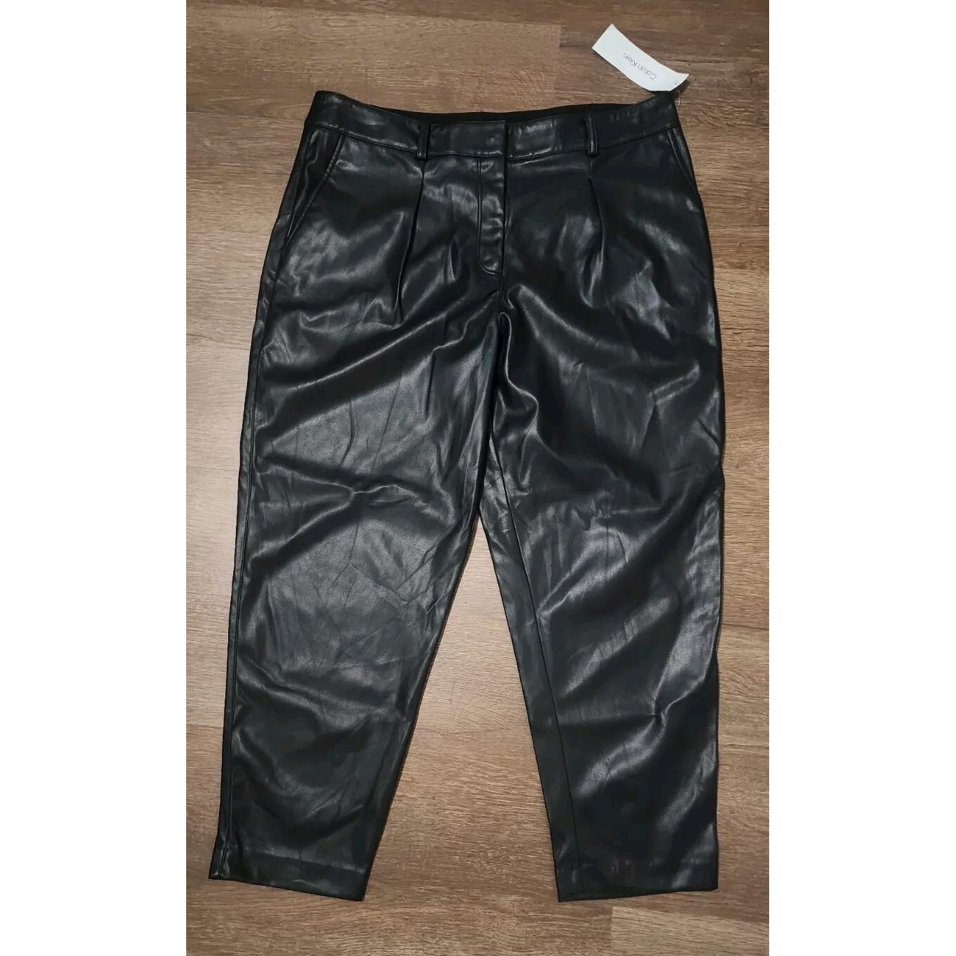 Calvin Klein Women Black Leather Pants Women Size 12